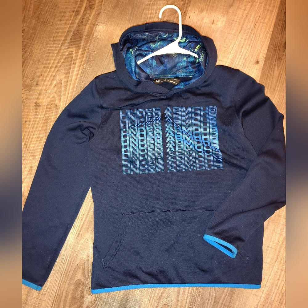 Under Armour Black Hoodie with Blue Patterned Hood
